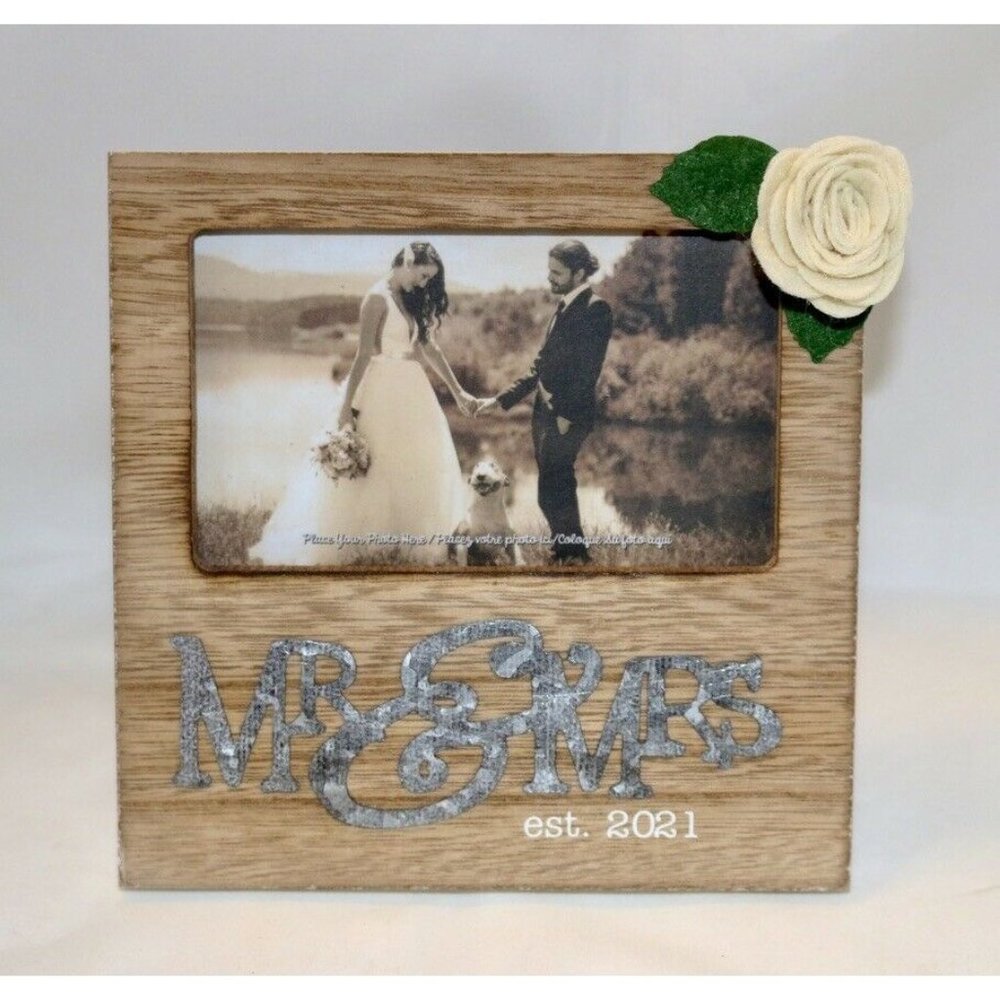 2/$10 Primitives by Kathy Wedding Photo Frame Mr & Mrs est 2021 PBK Marriage